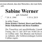 Traueranzeige Sabine Werner, geb. Schnabel