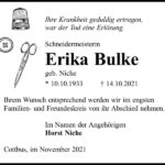 Traueranzeige Erika Bulke, geb. Niche