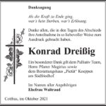 Danksagung Konrad Dreißig