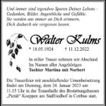 Traueranzeige Walter Kulms