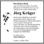 Danksagung Jörg Krüger