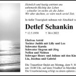Traueranzeige Detlef Schankin