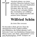 Danksagung Wilfried Schön