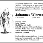Traueranzeige Johannes Wirrwa