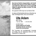 Traueranzeige Ute Adam, geb. Schulz