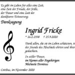 Danksagung Ingrid Fricke