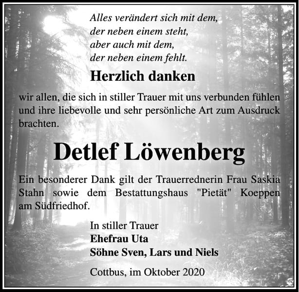 Danksagung Detlef Löwenberg