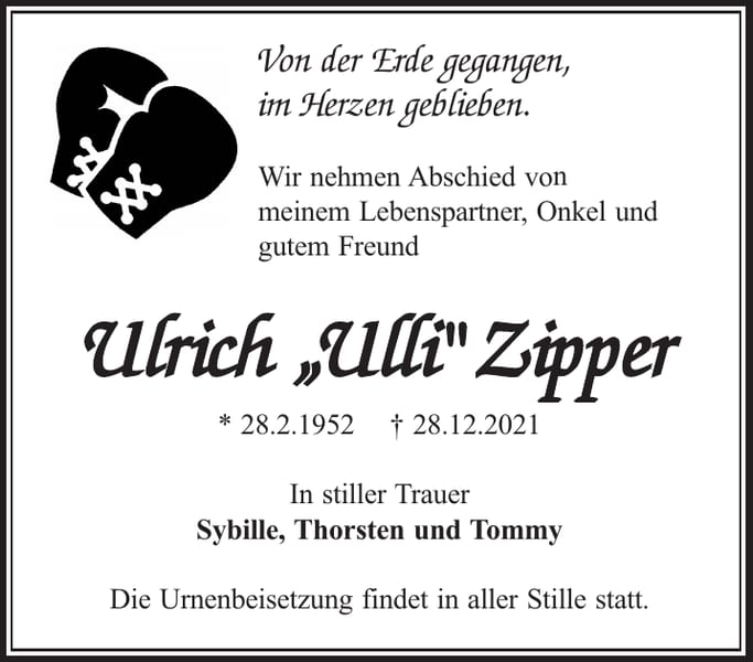 Traueranzeige Ulrich „Ulli“ Zipper
