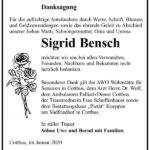 Danksagung Sigrid Bensch