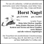 Traueranzeige Horst Nagel