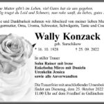 Traueranzeige Wally Konzack, geb. Surschikow