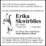 Traueranzeige Erika Skwirblies, geb. Schulz