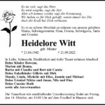Traueranzeige Heidelore Witt, geb. Münter