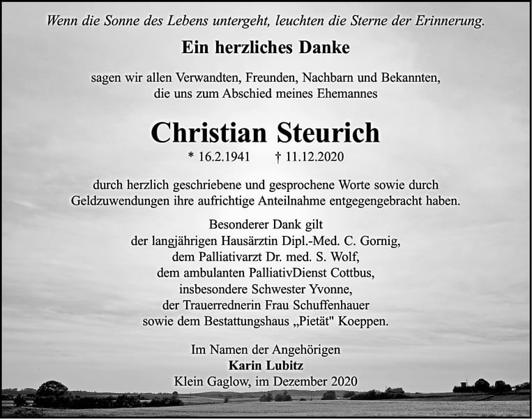 Danksagung Christian Steurich
