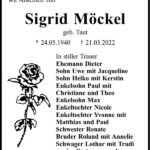 Traueranzeige Sigrid Möckel, geb. Taut