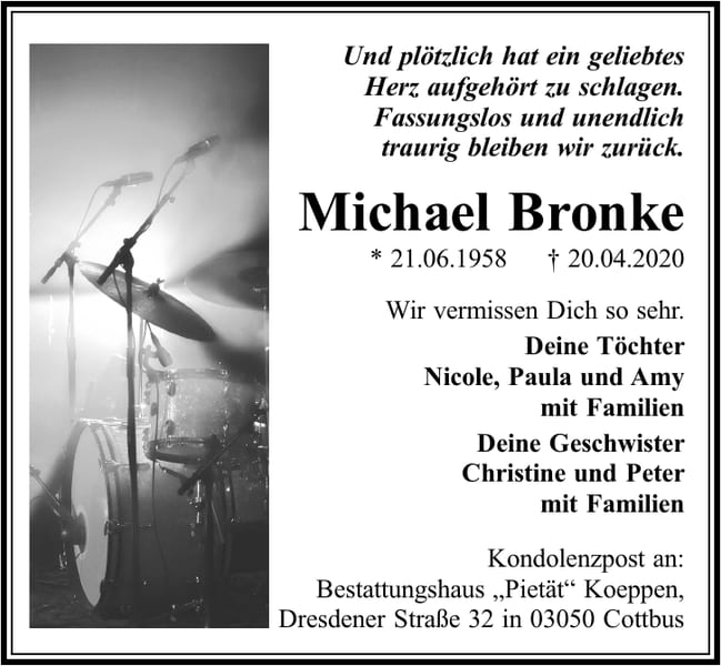 Traueranzeige Michael Bronke