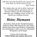 Danksagung Heinz Diemann