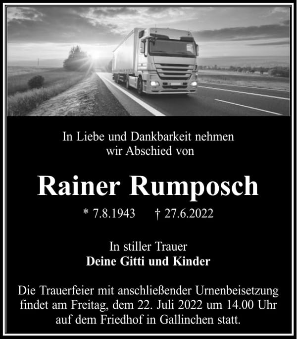 Traueranzeige Rainer Rumposch