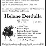 Traueranzeige Helene Derdulla, geb. Schiemenz