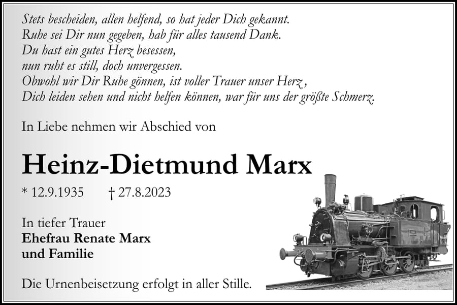 Traueranzeige Heinz-Dietmund Marx