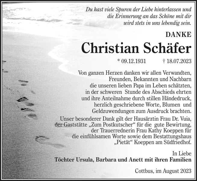 Danksagung Christian Schäfer