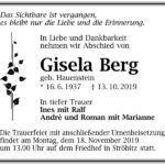 Traueranzeige Gisela Berg, geb. Hauenstein
