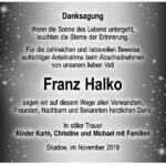 Danksagung Franz Halko