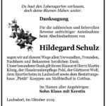 Danksagung Hildegard Schulz