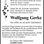 Danksagung Wolfgang Gerke