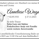 Traueranzeige Anneliese Wagner