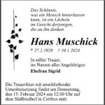 Traueranzeige Hans Muschick
