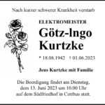 Traueranzeige Götz-lngo Kurtzke