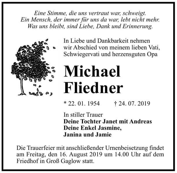 Traueranzeige Michael Fliedner
