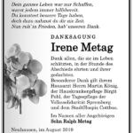 Traueranzeige Irene Metag