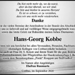 Danksagung Hans-Georg Kobbe