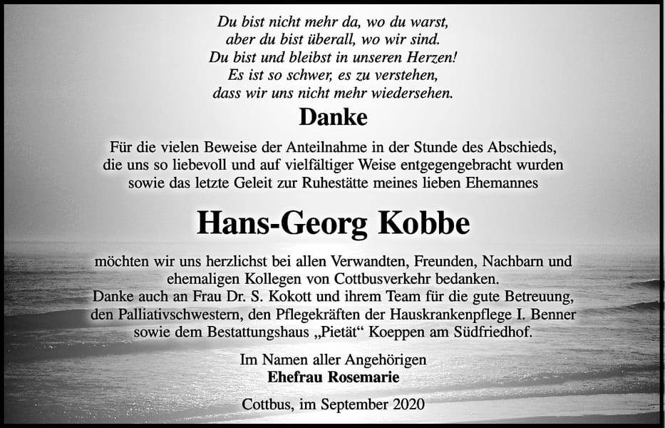 Danksagung Hans-Georg Kobbe