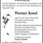 Danksagung Werner Kosel