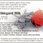 Traueranzeige Hildegard Bilk, geb. Kullmann
