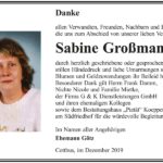 Danksagung Sabine Großmann