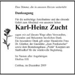 Danksagung Karl-Heinz Zucht