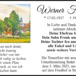 Traueranzeige Werner Fichtner