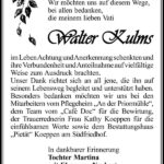 Danksagung Walter Kulms