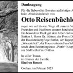 Danksagung Otto Reisenbüchler