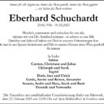 Traueranzeige Eberhard Schuchardt