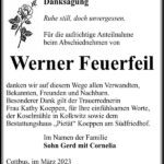 Danksagung Werner Feuerfeil