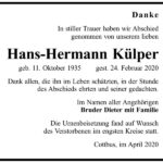 Danksagung Hans-Hermann Külper