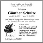 Danksagung Günther Schulze