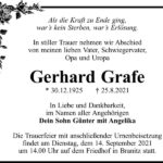 Traueranzeige Gerhard Grafe