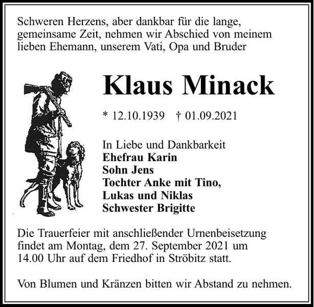 Traueranzeige Klaus Minack