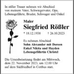 Traueranzeige Siegfried Rößler